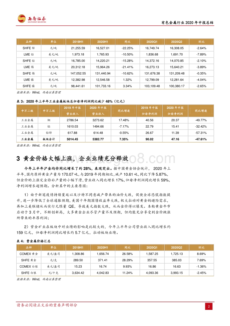 有色金属行业2020年中报总结.pdf_第5页