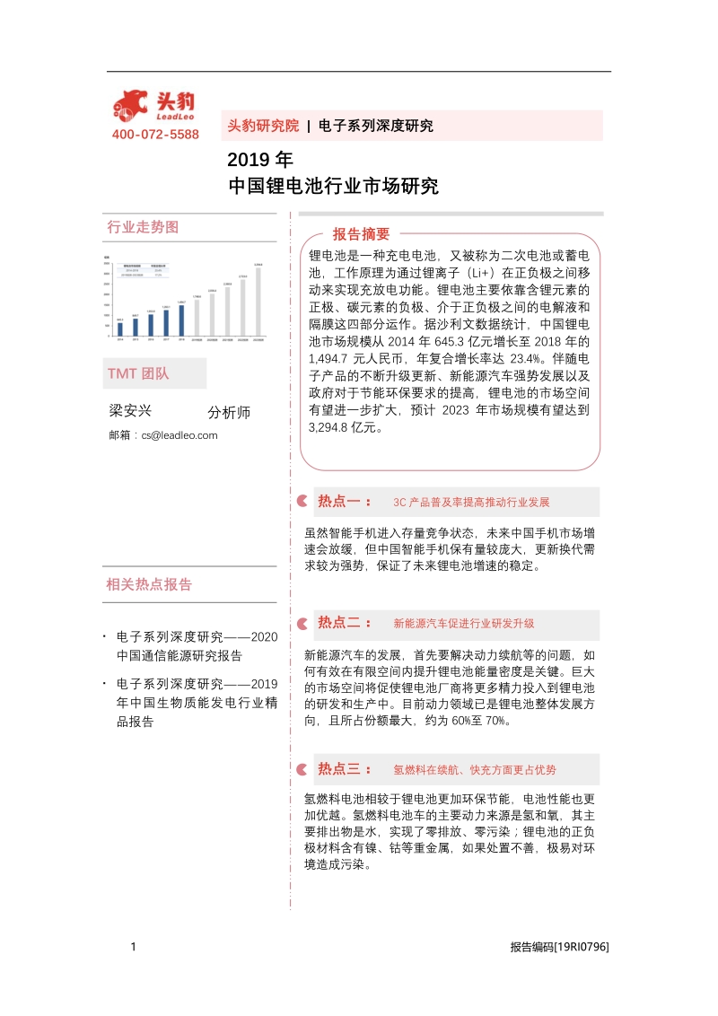 2019年中国锂电池行业市场研究.pdf_第1页