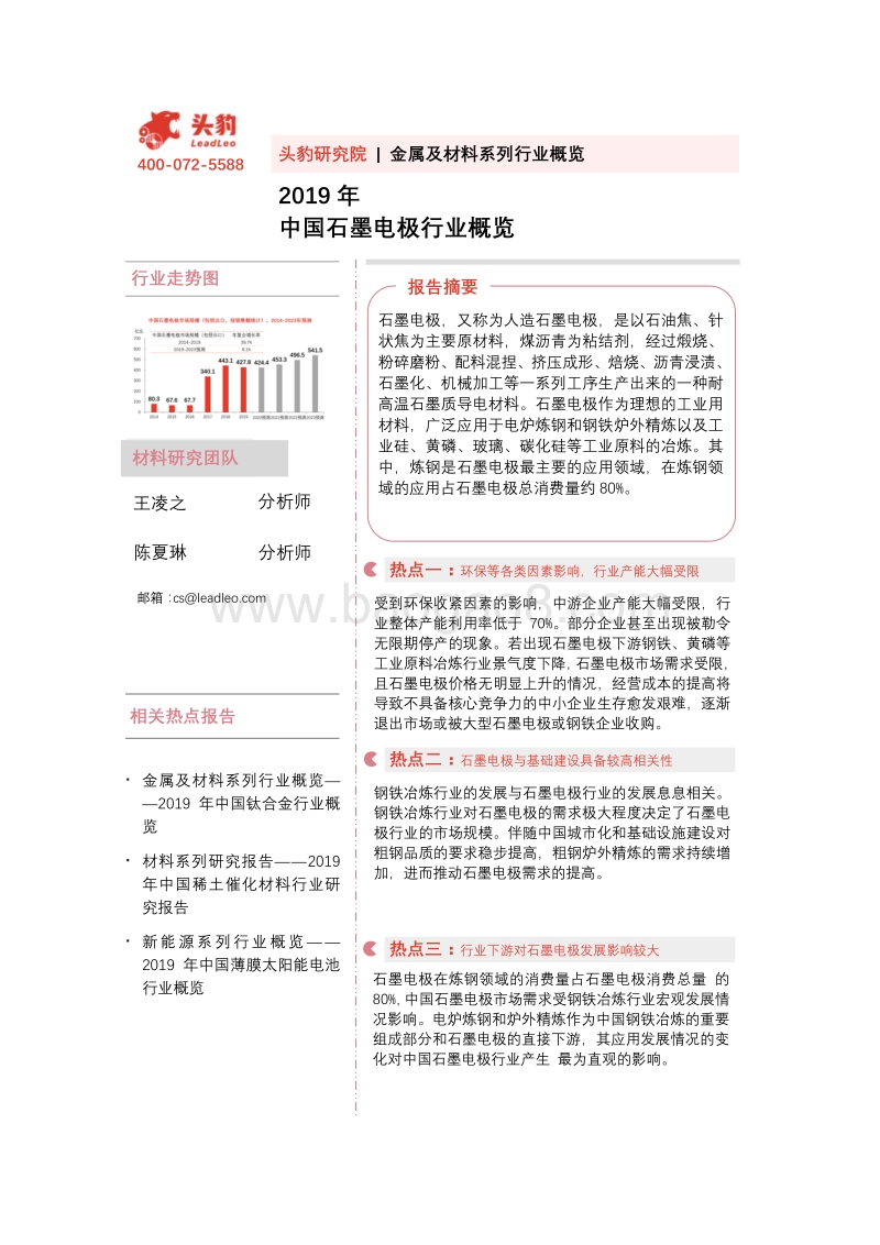 2019年中国石墨电极行业概览.pdf_第1页