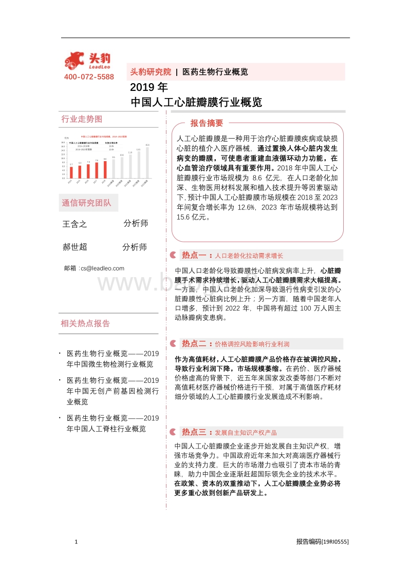 2019年中国人工心脏瓣膜行业概览.pdf_第1页