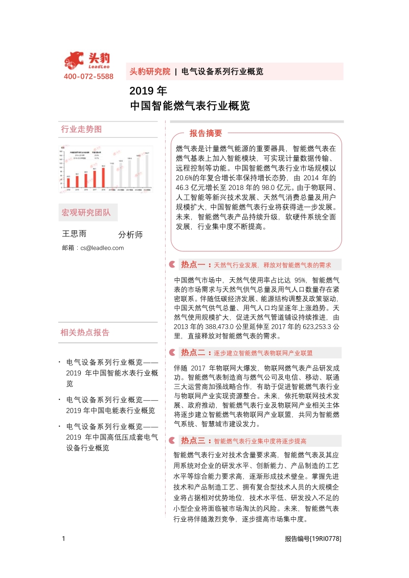 2019年中国智能燃气表行业概览.pdf_第1页