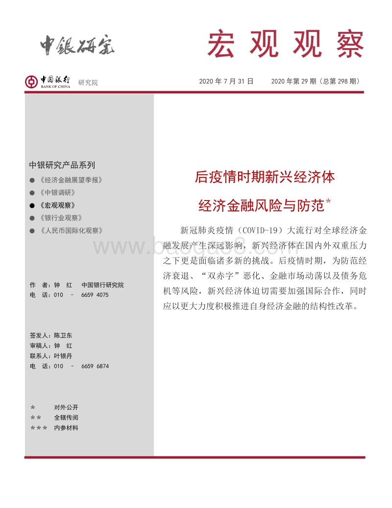 后疫情时期新兴经济体经济金融风险与防范.pdf_第1页