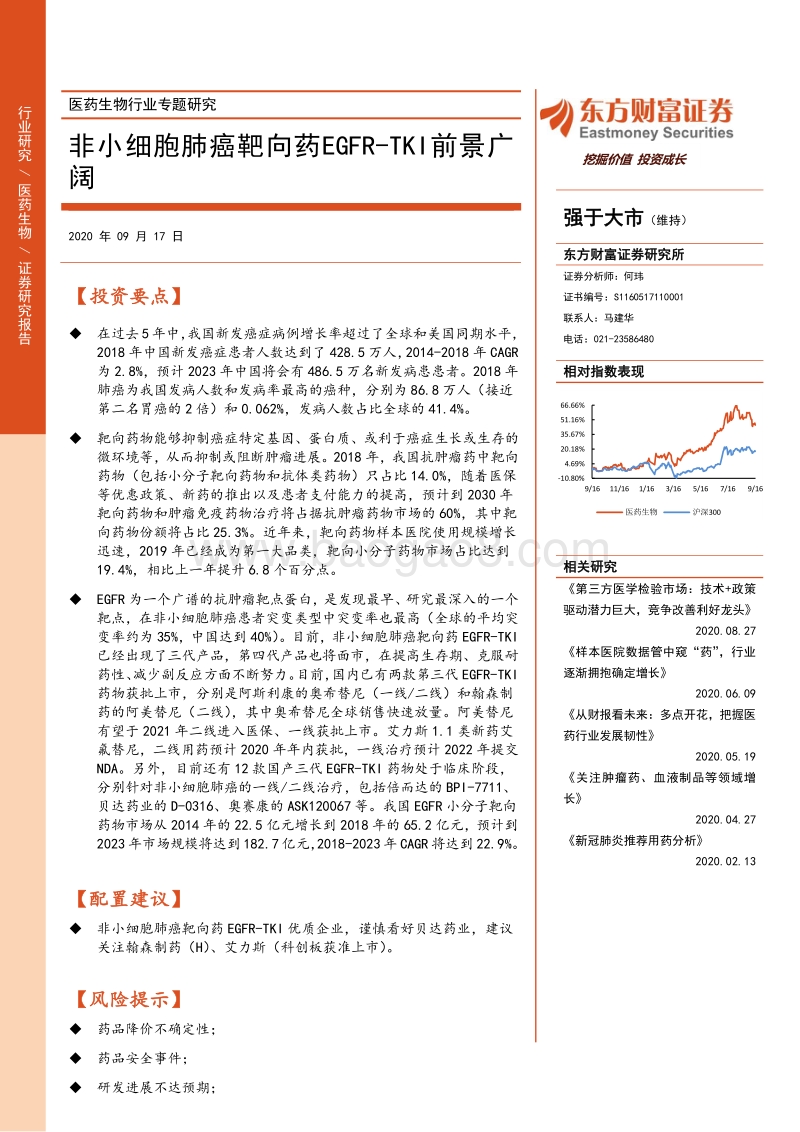 医药生物行业专题研究：非小细胞肺癌靶向药EGFR-TKI前景广阔.pdf_第1页