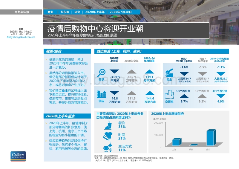 2020年上半年华东区零售物业市场回顾和展望.pdf_第1页