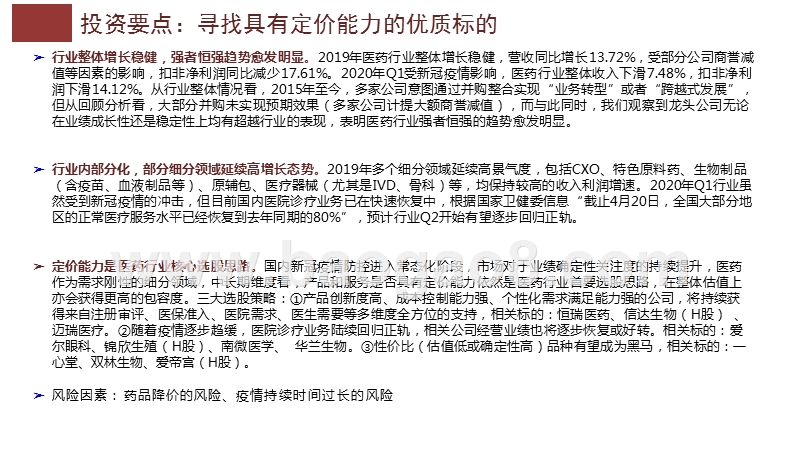 医药行业2019及2020Q1财报分析.pptx_第2页