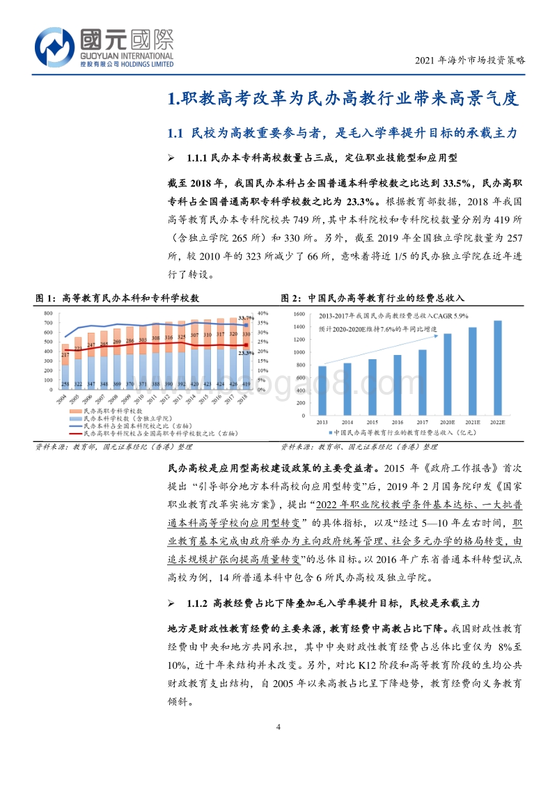 教育行业2021年海外市场投资策略：十四五职教高考改革为民办高教带来高景气度.pdf_第4页