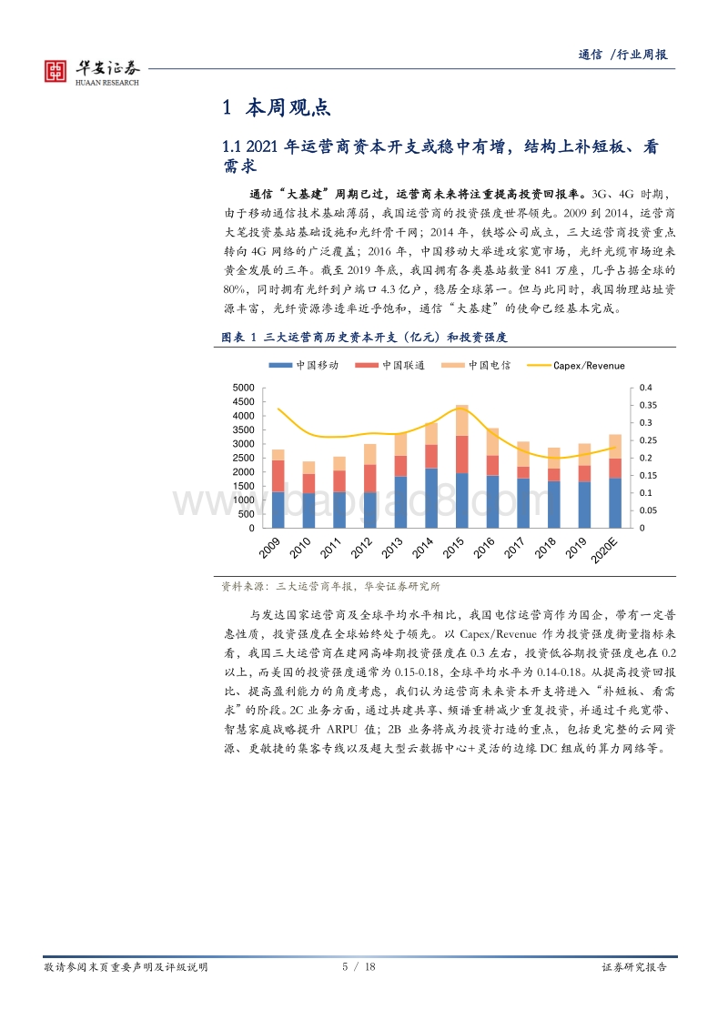 运营商2021资本开支展望：稳中有增，云网融合.pdf_第5页