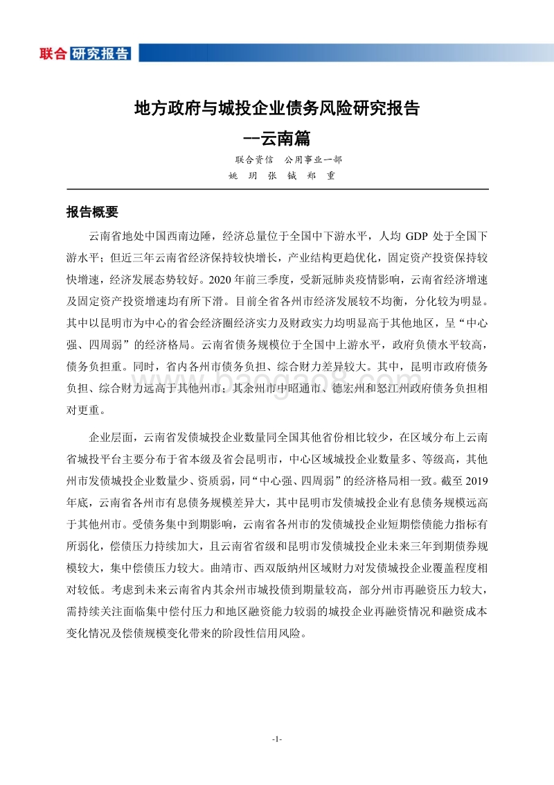 地方政府与城投企业债务风险研究报告：云南篇.pdf_第2页