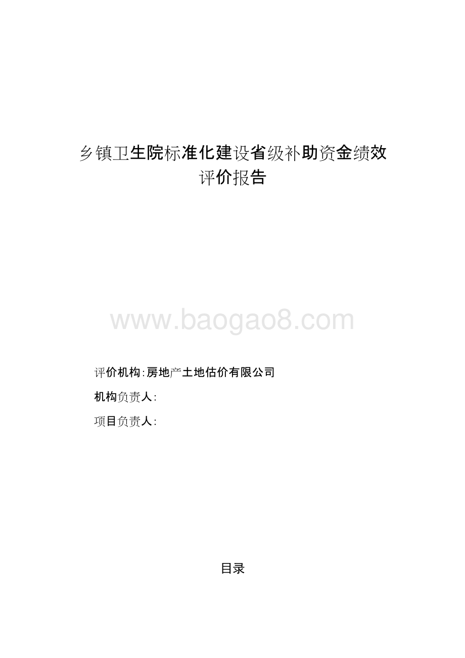 乡镇卫生院标准化建设项目绩效评价报告.doc_第1页