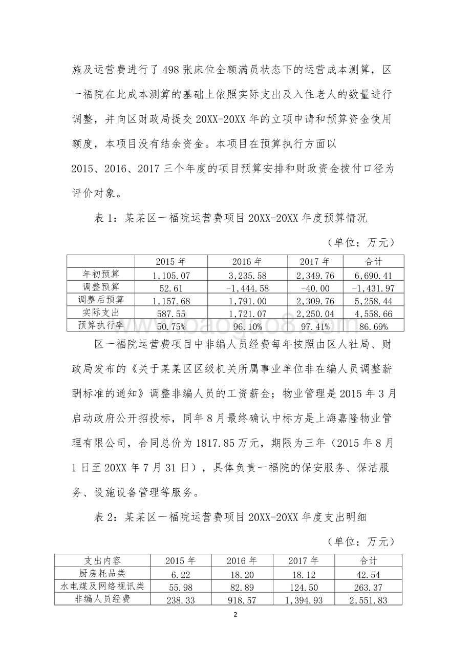 一福院运营费项目区财政项目支出绩效评价报告.doc_第5页