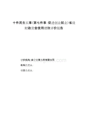 民生促进创业就业省级财政资金使用绩效评价报告.doc