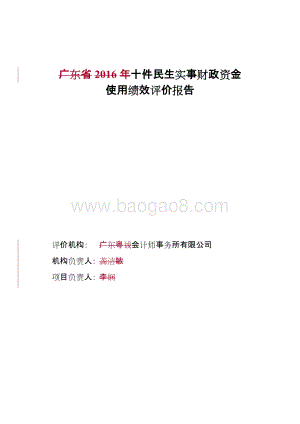 十件民生实事财政资金使用绩效评价报告.doc