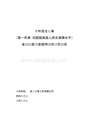 巩固提高底线民生保障水平财政资金使用绩效评价报告.doc
