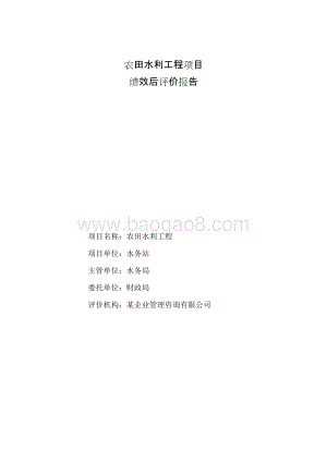 农田水利工程项目绩效评价报告.doc