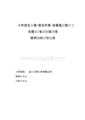 民生改善基层医疗卫生服务省级财政资金使用绩效评价报告.doc