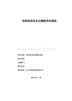 （费用）党史报刊业务费用项目支出绩效评价报告.doc
