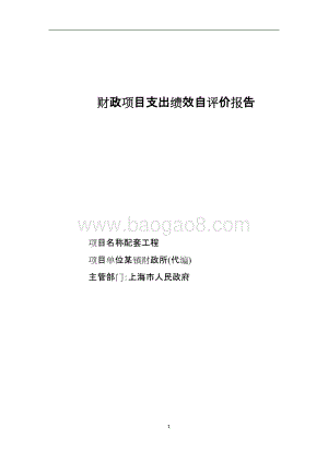 配套工程项目绩效评价报告自评报告.doc