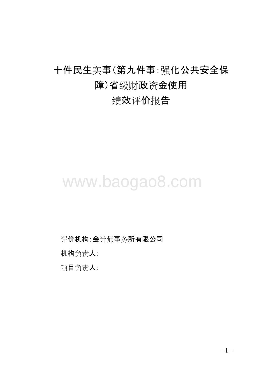 民生实事强化公共安全保障省级财政资金使用绩效评价报告.doc_第1页