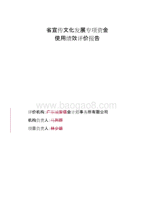 省宣传文化发展专项资金使用绩效评价报告.doc