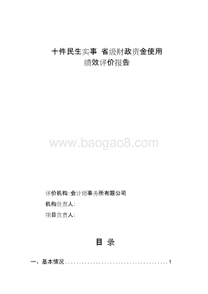 十件民生实事省级财政资金使用绩效评价报告.doc