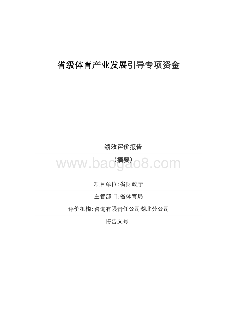 省级体育产业发展引导专项资金绩效评价报告.docx_第1页