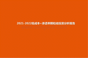 2021-2022低成本+渗透率颗粒硅投资分析报告.pptx