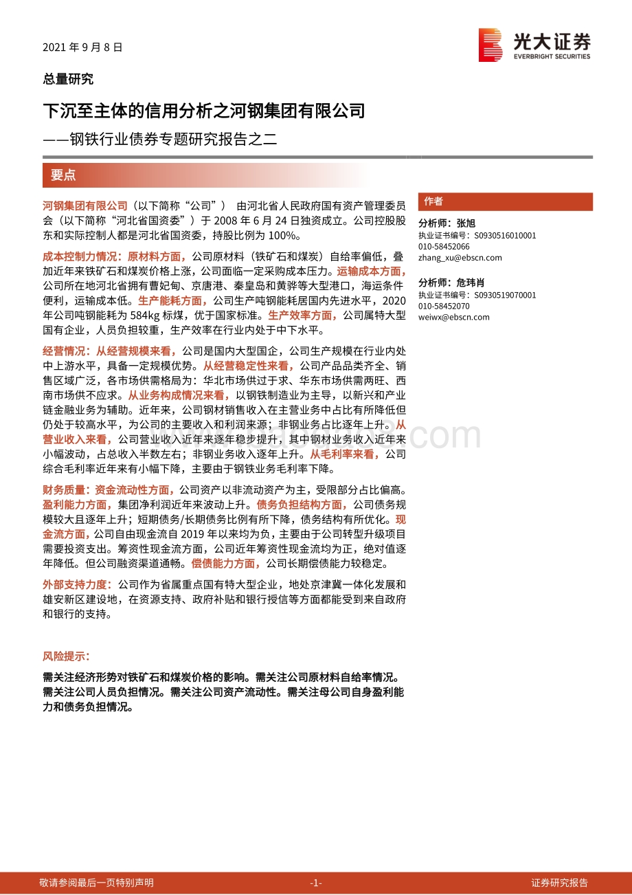 钢铁行业债券专题研究报告之二：下沉至主体的信用分析之河钢集团有限公司.pdf_第1页