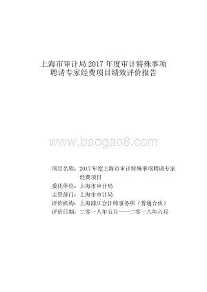 2017 年度上海市审计特殊事项聘请专家经费项目绩效评价报告.pdf