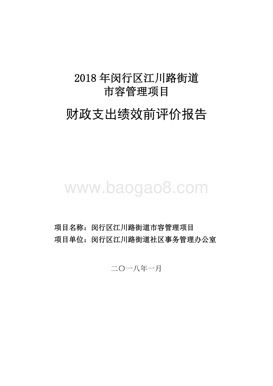 2018年闵行区江川路街道办事处市容管理绩效前评价报告.pdf_第1页