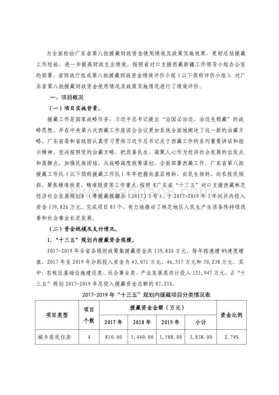 2017-2019 年广东省第八批援藏财政资金绩效评价报告.pdf_第2页