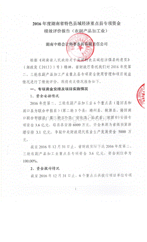 2016年特色县域经济重点县专项绩效评价报告（湖南）.pdf