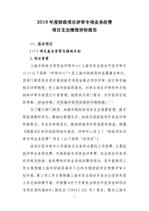 2018 年度财政项目评审专项业务经费项目支出绩效评价报告.pdf