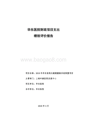 2018 年华东医院内窥镜摄像系统购置项目绩效评价报告.pdf