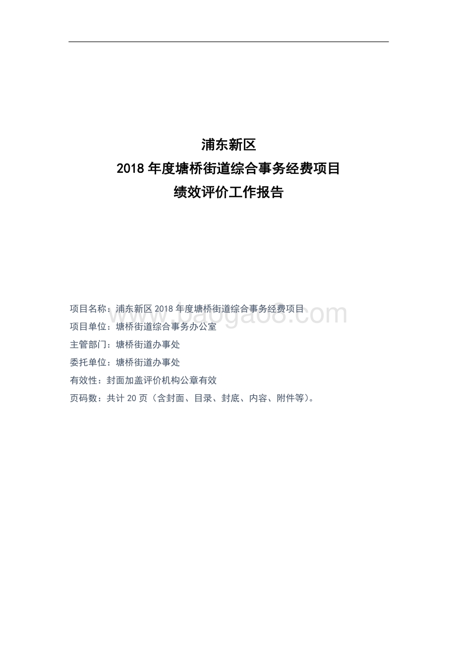 2018 年度塘桥街道综合事务经费项目绩效评价报告.pdf_第2页