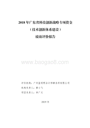 2018 年广东省科技创新战略专项资金（技术创新体系建设）绩效评价报告.pdf