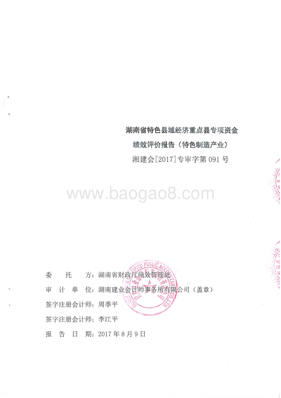 2016年特色县域经济重点县专项制造产业绩效评价报告（湖南）.pdf_第1页