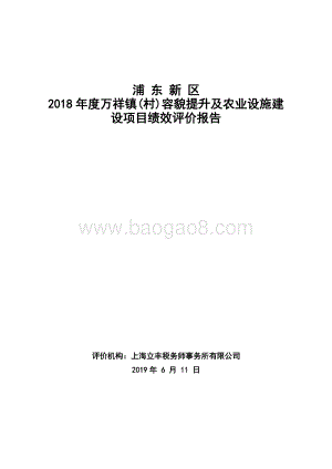 2018年度万祥镇(村)容貌提升及农业设施建设项目绩效评价报告.docx