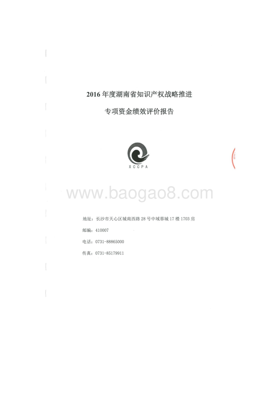 2016年知识产权战略推进专项绩效评价报告（湖南）.docx_第1页