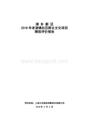 2018年老港镇社区群众文化项目绩效评价报告.docx