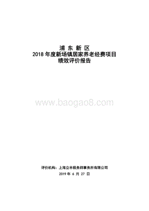 2018年度新场镇居家养经费老项目绩效评价报告.docx