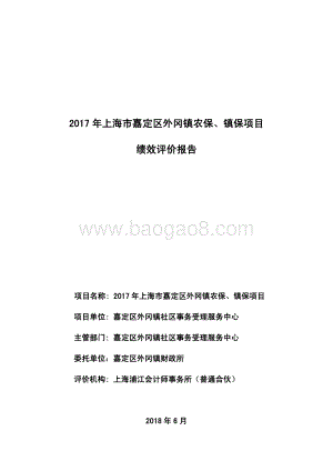 2017年上海市嘉定区外冈镇农保、镇保项目财政支出绩效评价报告.pdf