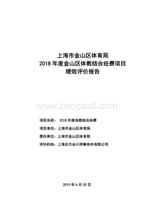 2018年度金山区体教结合经费项目支出绩效评价报告.docx