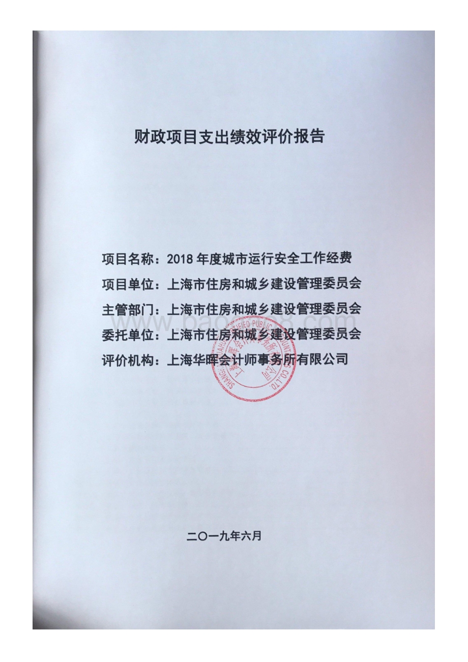2018年度城市运行安全工作费项目绩效评价报告.pdf_第1页