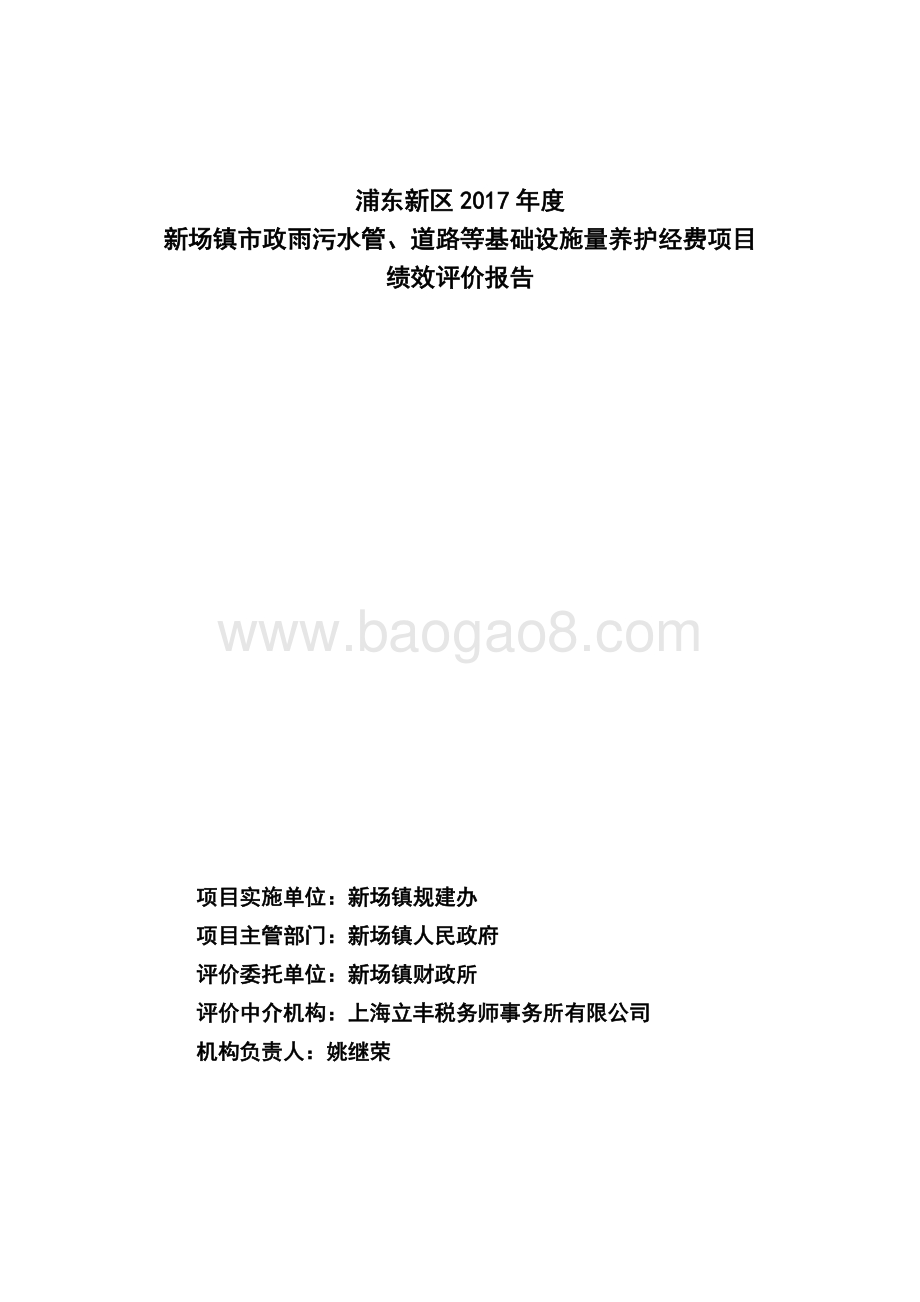 2017年度新场镇市政雨污水管、道路等基础设施量养护经费项目绩效评价报告.docx_第3页
