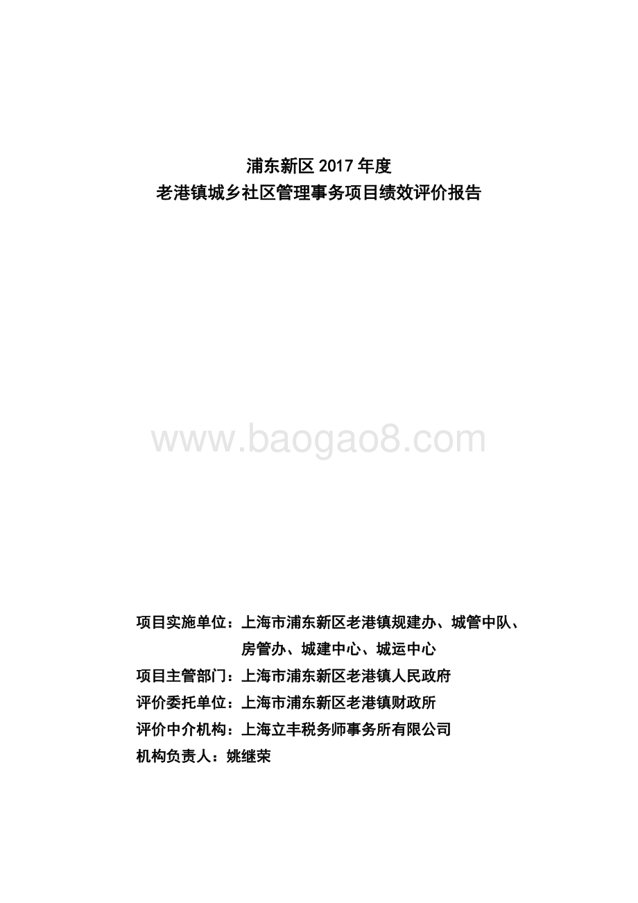 2017年度老港镇城乡社区管理事务项目绩效评价报告.docx_第3页