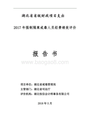 2017年省戒毒局强制隔离戒毒人员经费绩效评价报告.docx