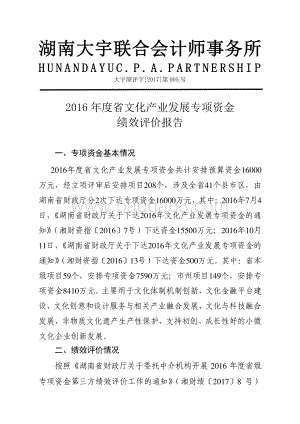 2016年文化产业发展专项绩效评价报告（湖南）.pdf