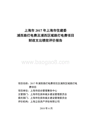2017年度浦西路灯电费及浦西区域路灯电费项目绩效评价报告.pdf