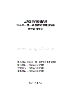 2018 年一带一路智库纽带建设项目绩效评价报告.pdf