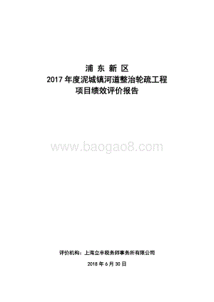 2017年度泥城镇河道整治轮疏工程项目绩效评价报告.docx